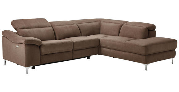 WOHNLANDSCHAFT Braun, Chromfarben Struktur - Chromfarben/Braun, Design, Textil (267/219cm) - Cantus