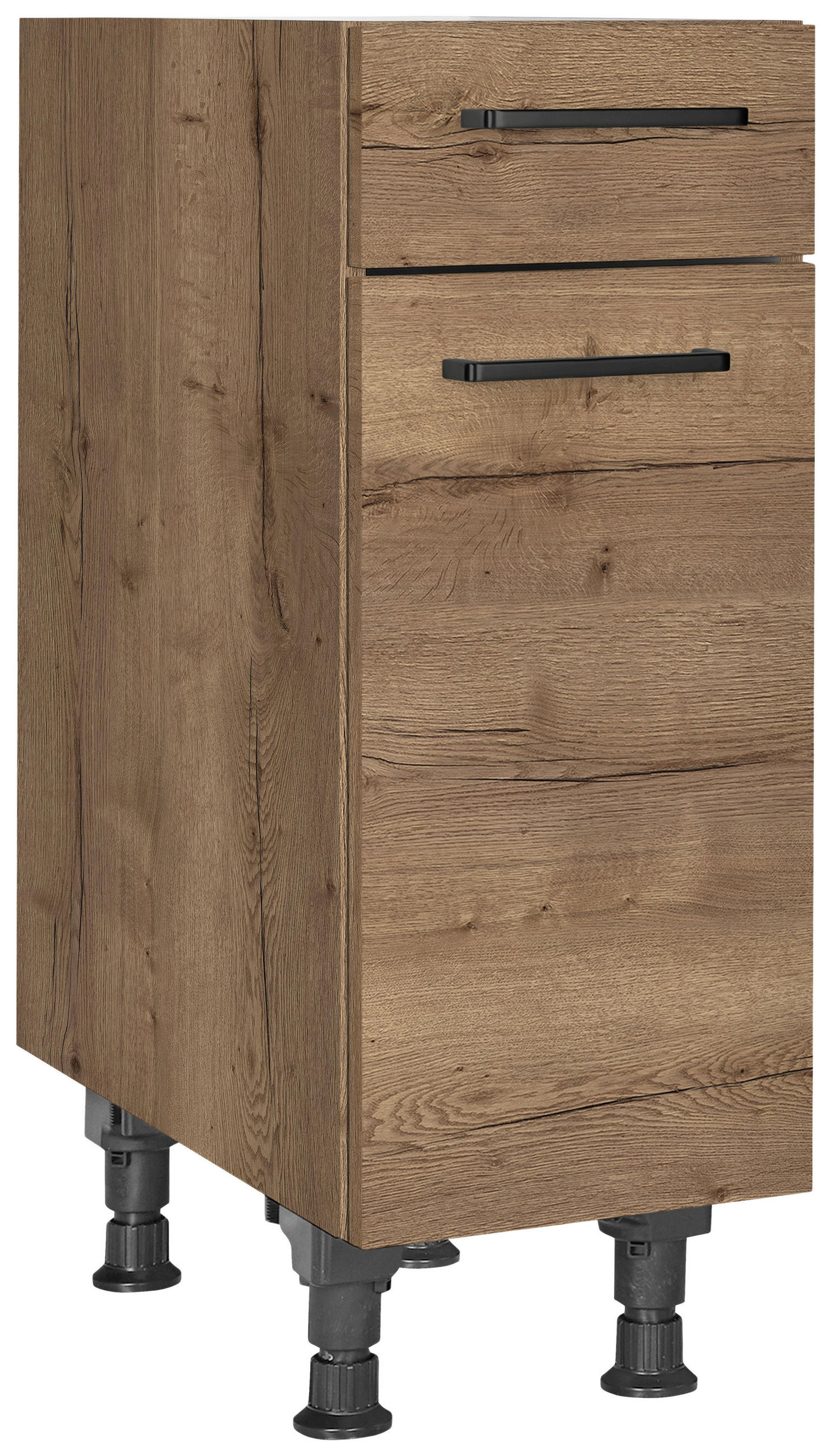 SCHUBKASTENUNTERSCHRANK 30/87/56 cm  in Eiche dunkel  - Eiche dunkel/Schwarz, MODERN, Holzwerkstoff/Metall (30/87/56cm) - Nobilia