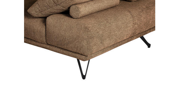 ECKSOFA Cognac Flachgewebe  - Cognac/Schwarz, KONVENTIONELL, Textil/Metall (240/310cm) - Carryhome