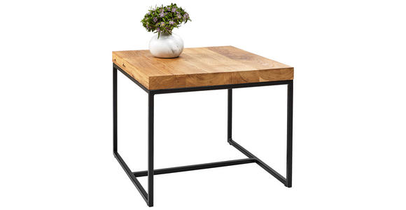 COUCHTISCH Eiche massiv 50/50/40 cm quadratisch Schwarz, Eichefarben - Eichefarben/Schwarz, Design, Holz (50/50/40cm) - Novel