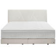 BOXSPRINGBETT 200/200 cm,  in Creme, Topper, Matratzen, unterschiedliche Matratzenhärtegrade je Bettseite, H2 + H3 = mittel + fest  - Creme/Schwarz, Design, Kunststoff/Textil (200/200cm) - Dieter Knoll