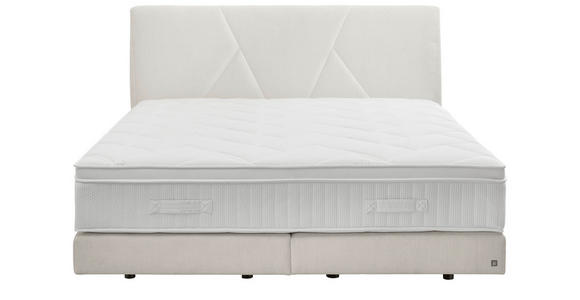 BOXSPRINGBETT 200/200 cm,  in Creme, Topper, Matratzen, unterschiedliche Matratzenhärtegrade je Bettseite, H2 + H3 = mittel + fest  - Creme/Schwarz, Design, Kunststoff/Textil (200/200cm) - Dieter Knoll