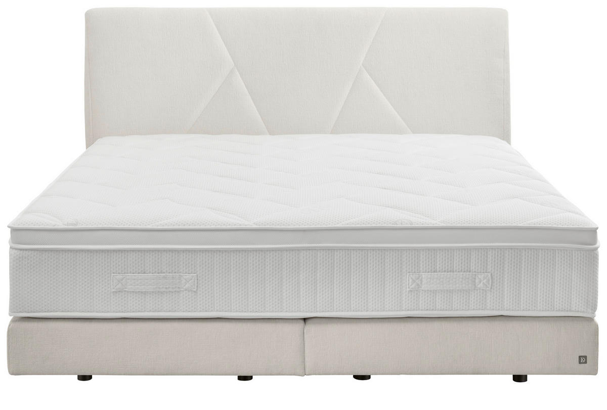 BOXSPRINGBETT 200/200 cm  in Creme  - Creme/Schwarz, Design, Kunststoff/Textil (200/200cm) - Dieter Knoll