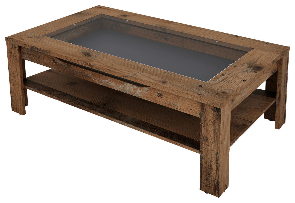 COUCHTISCH Klarglas 110/67/43 cm rechteckig Braun  - Anthrazit/Braun, Basics, Glas/Holzwerkstoff (110/67/43cm) - MID.YOU