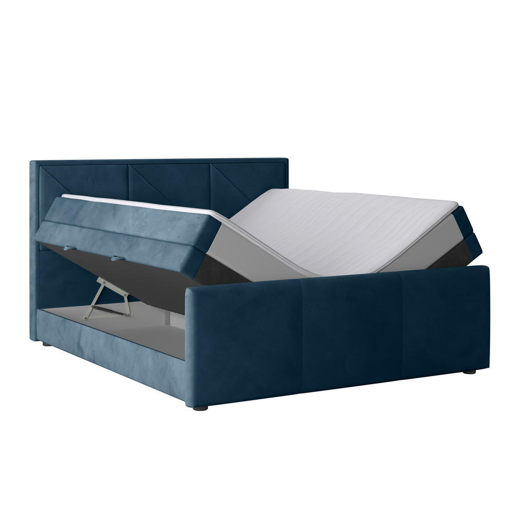 Thumbnail - Mid.you Boxspringbett, Blau, Textil, Birke, Buche,Birke, Buche, teilmassiv, Hartholz,teilmassiv, Hartholz, H2, Höhe ca. ...