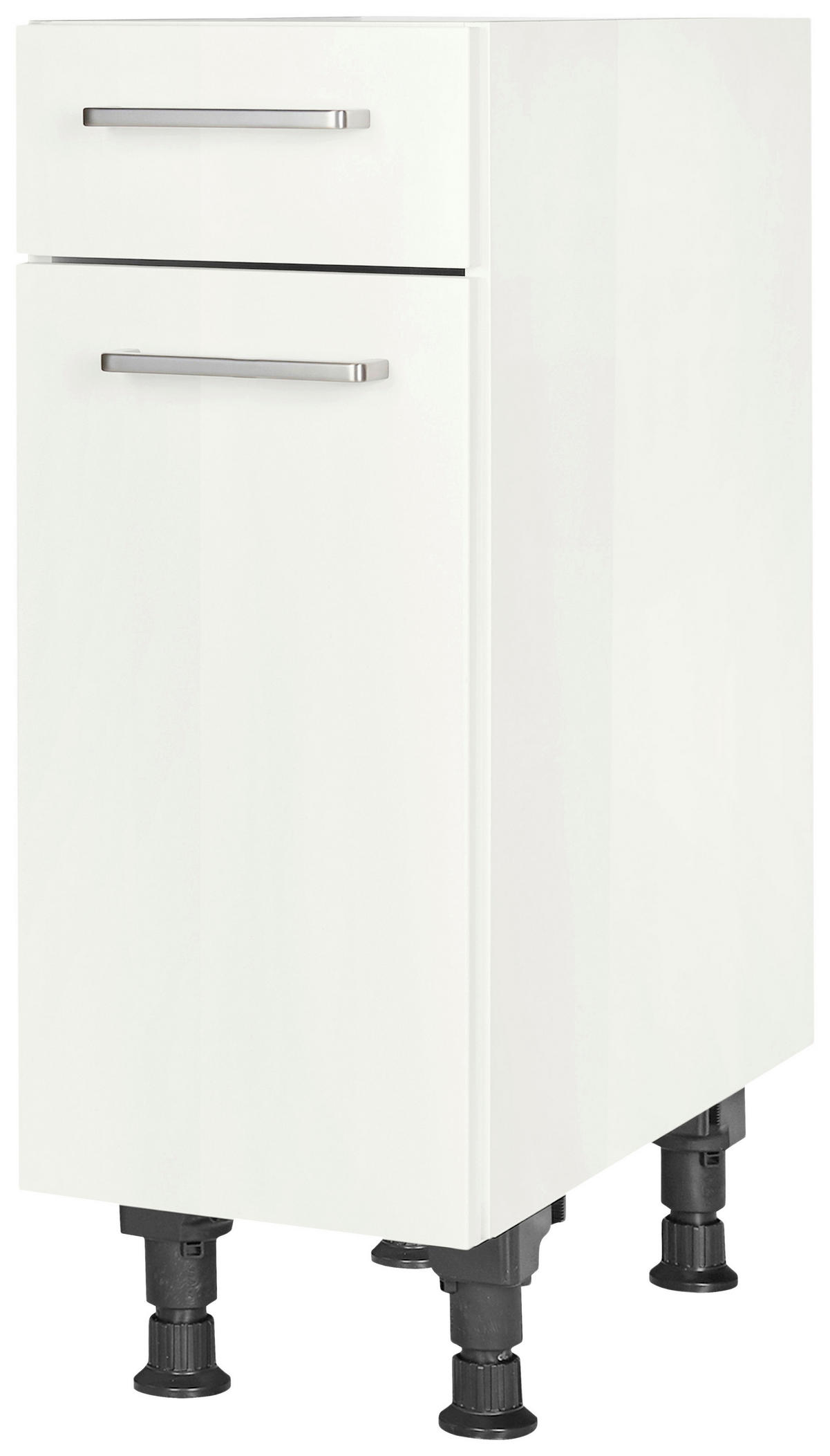 SCHUBKASTENUNTERSCHRANK  in Weiß Hochglanz  - Edelstahlfarben/Weiß Hochglanz, MODERN, Holzwerkstoff/Metall (30/87/56cm) - Nobilia