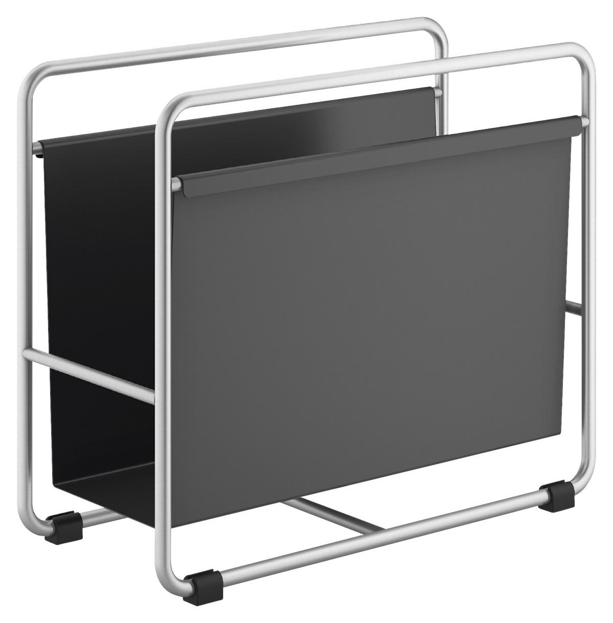 ZEITUNGSSTÄNDER Metall Schwarz, Edelstahlfarben  - Edelstahlfarben/Schwarz, MODERN, Metall (44/37,5/19,7cm) - Zack