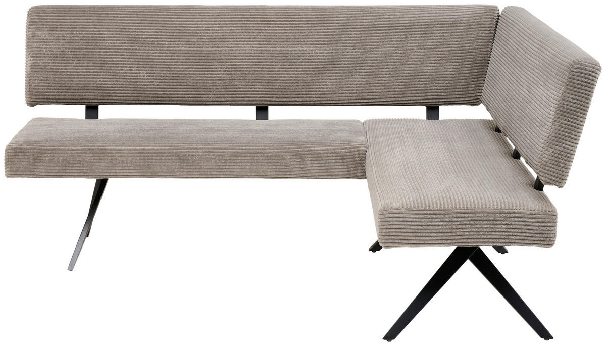 ECKBANK 190/150 cm Cord Dunkelgrau   - Dunkelgrau/Schwarz, KONVENTIONELL, Textil/Metall (190/150cm) - MID.YOU