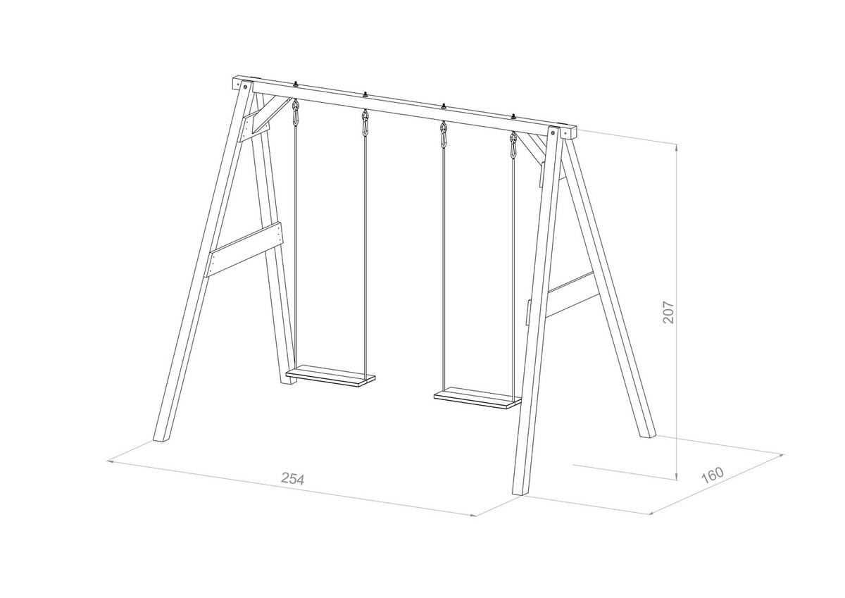 SCHAUKEL DOUBLE SWING  - Hellbraun, KONVENTIONELL, Holz (254/207/160cm) - Ambia Garden
