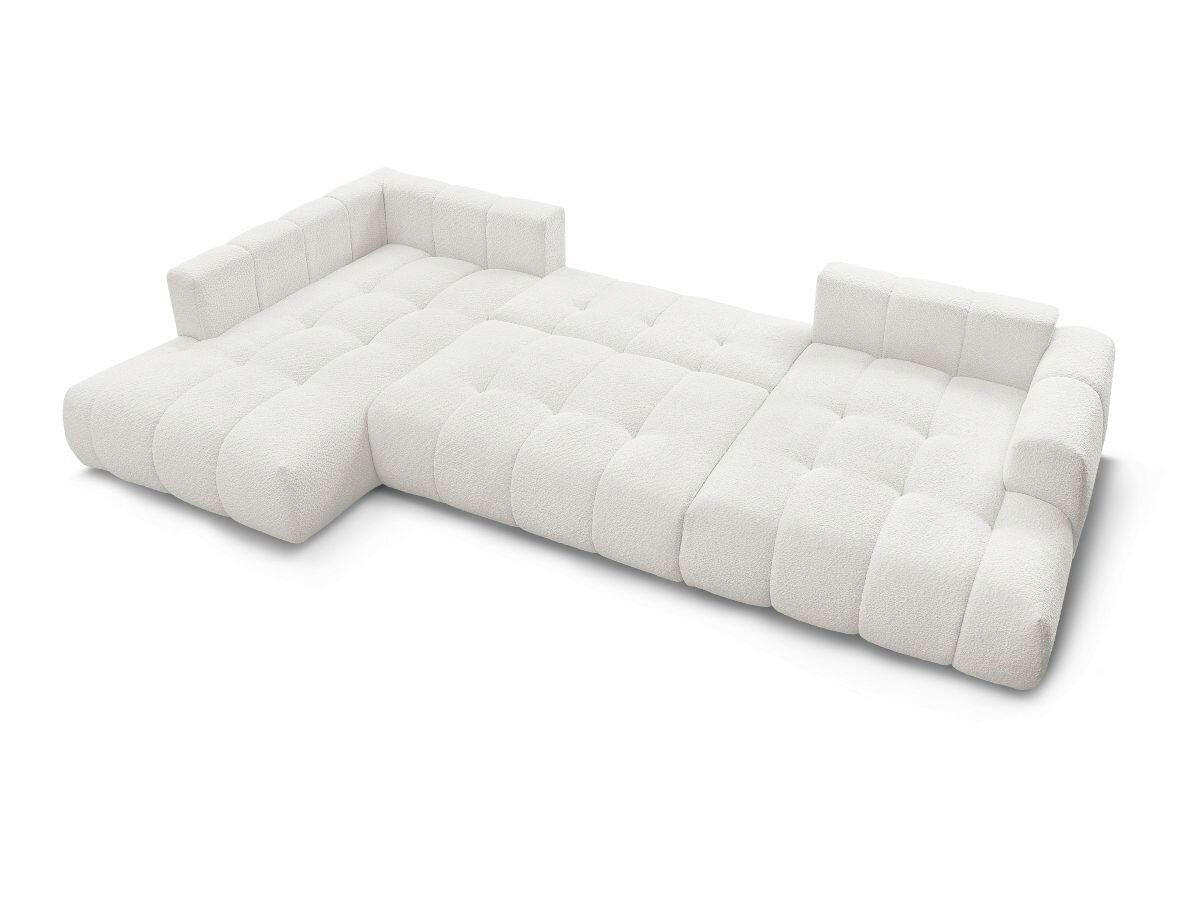 WOHNLANDSCHAFT  FUJI  Weiß Bouclé  - Schwarz/Weiß, MODERN, Kunststoff/Textil (204/377/160cm)