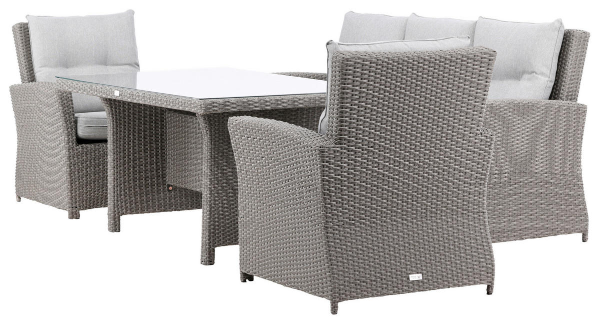LOUNGESET 2 delar  - grå, Klassisk, glas/plast - Gardenson