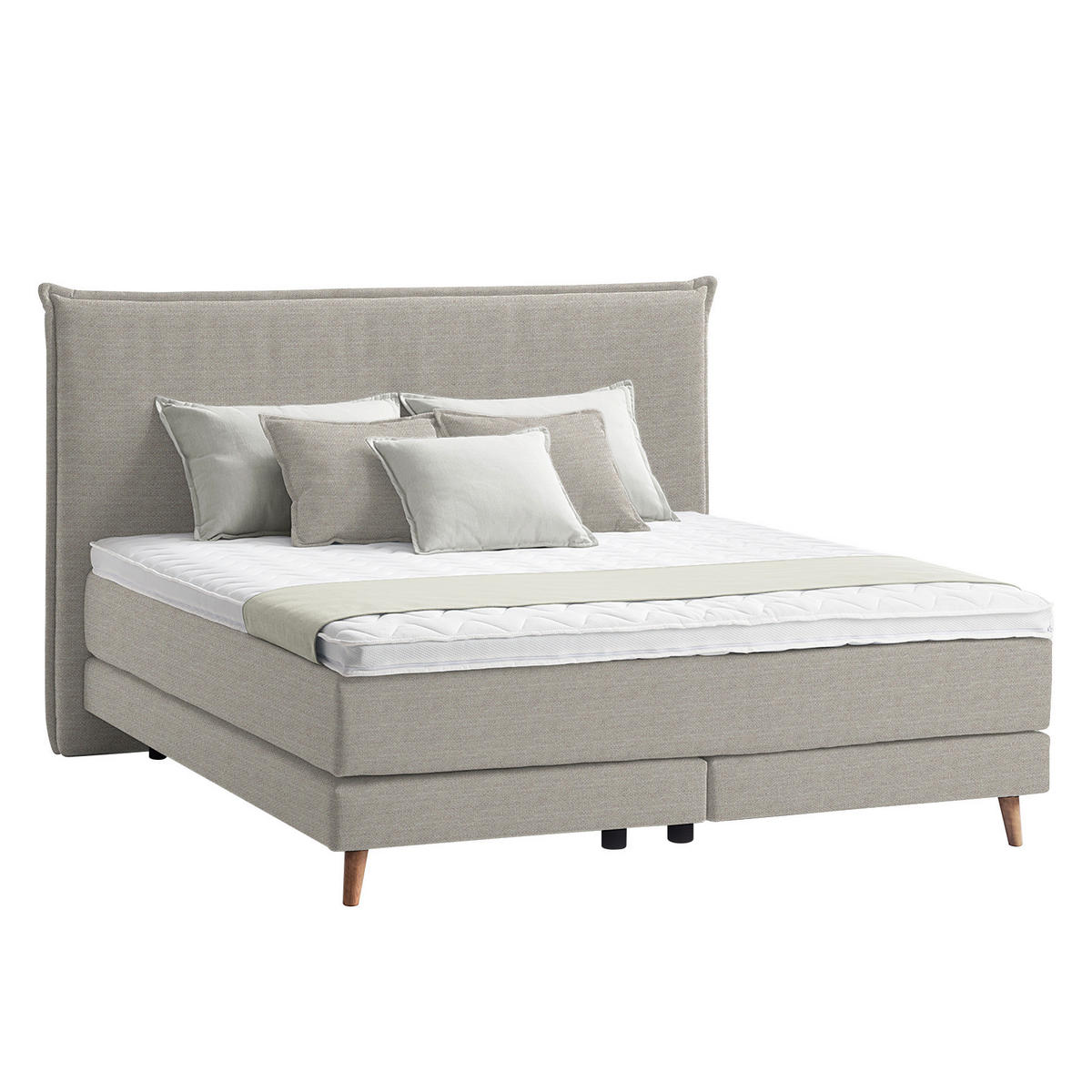 BOXSPRINGBETT 180/200 cm  in Taupe  - Taupe/Eichefarben, Design, Holzwerkstoff/Textil (180/200cm) - home24