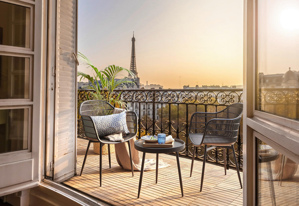 BALKONSET Schwarz 3-teilig  - Schwarz, MODERN, Kunststoff/Metall (53/85/63cm) - Ambia Garden