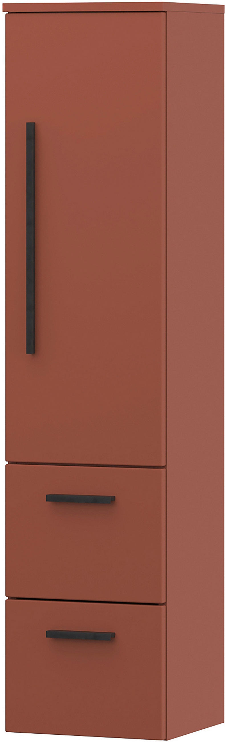 MIDISCHRANK 30/129,6/32,5 cm  - Rotbraun/Schwarz, KONVENTIONELL, Glas/Holzwerkstoff (30/129,6/32,5cm) - Belluti