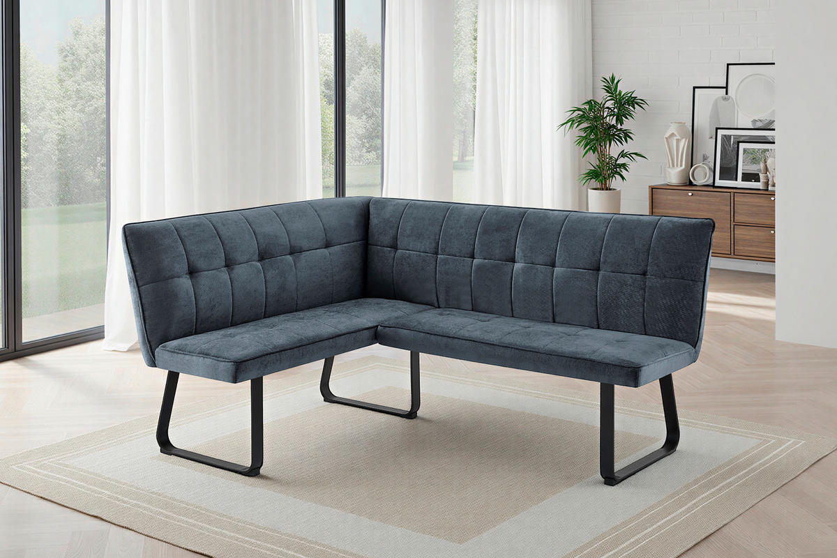 ECKBANK 128/168 cm  in Dunkelgrau  - Dunkelgrau/Schwarz, MODERN, Textil/Metall (128/168cm) - MID.YOU
