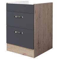 SCHUBKASTENUNTERSCHRANK 60/82/57 cm  in Eiche San Remo, Dunkelgrau  - Edelstahlfarben/Dunkelgrau, MODERN, Holzwerkstoff/Metall (60/82/57cm) - FlexWell