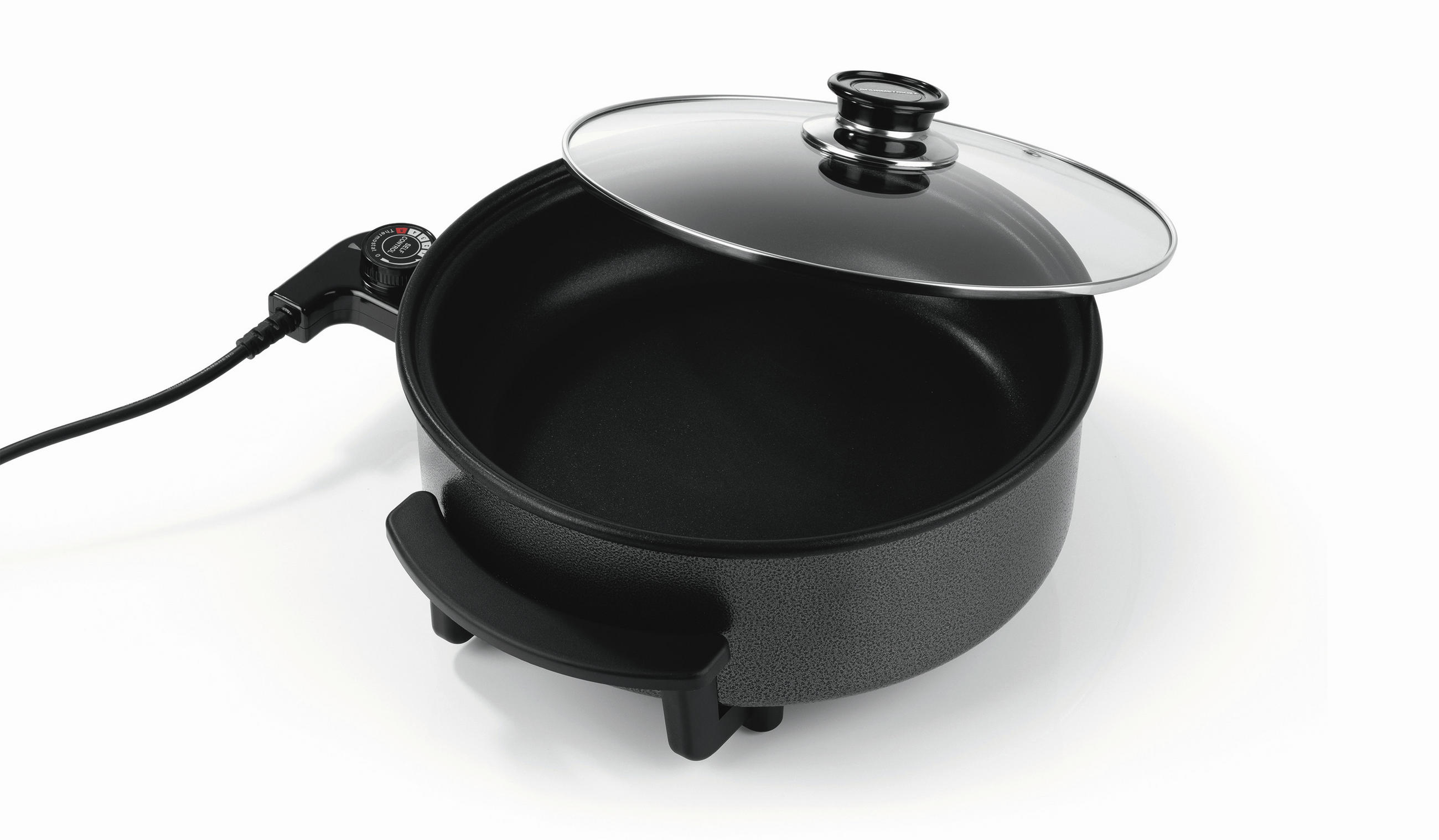 ELEKTRISCHE PFANNE GOURMETmaxx  - Schwarz, Basics, Glas/Kunststoff (34/32/18cm) - GOURMETMAXX