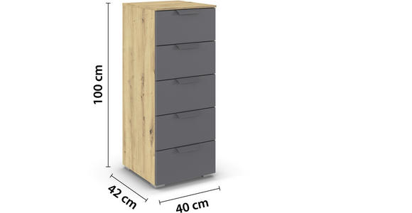KOMMODE  in 40/100/42 cm  - Dunkelgrau/Eiche Artisan, Design, Holzwerkstoff/Metall (40/100/42cm) - Xora