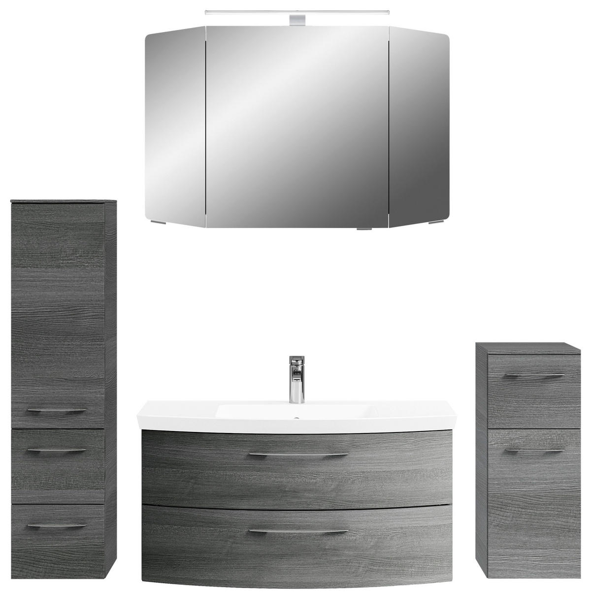 BADEZIMMER 5-teilig  in 161 cm  - Chromfarben/Graphitfarben, KONVENTIONELL, Glas/Holzwerkstoff (161cm) - Pelipal