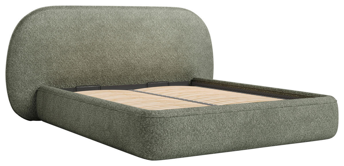STOPPAD SÄNG ,140/200 cm  i grön  - grön/svart, Modern, metall/trämaterial (140/200cm) - MID.YOU