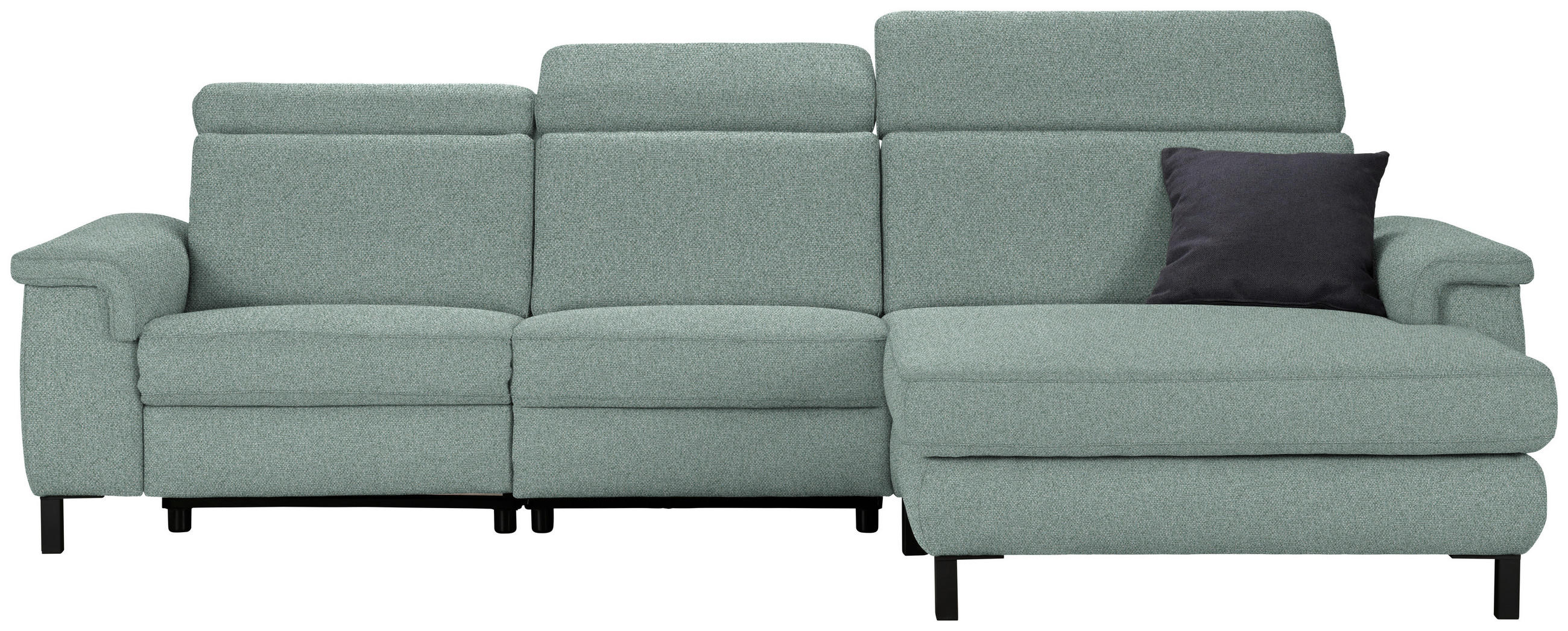 ECKSOFA in Flachgewebe Mintgrün  - Schwarz/Mintgrün, Konventionell, Textil/Metall (304/182cm) - Pure Home Comfort