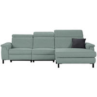 ECKSOFA in Flachgewebe Mintgrün  - Schwarz/Mintgrün, Konventionell, Textil/Metall (304/182cm) - Pure Home Comfort