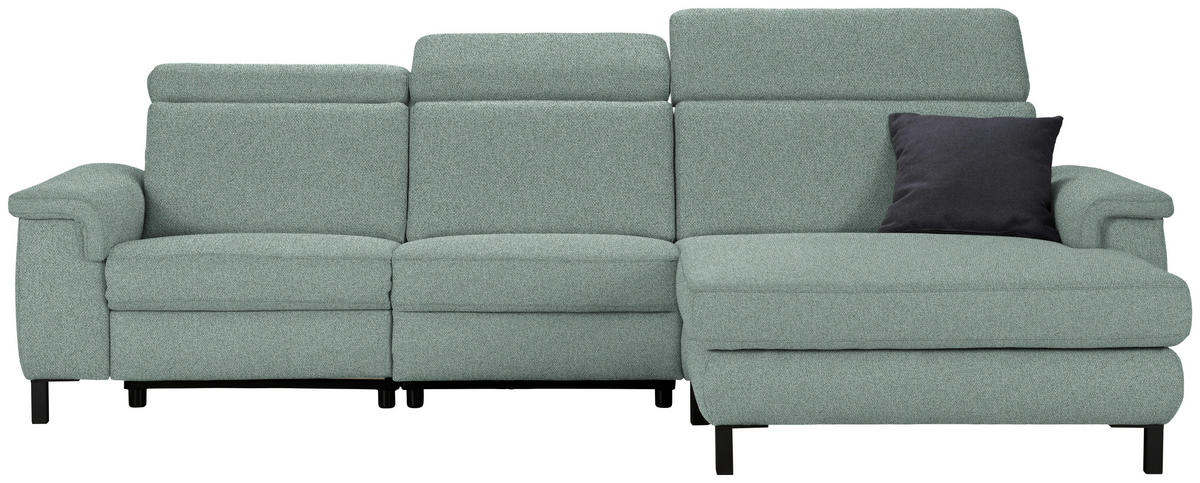 ECKSOFA in Flachgewebe Mintgrün  - Schwarz/Mintgrün, Konventionell, Textil/Metall (304/182cm) - Pure Home Comfort