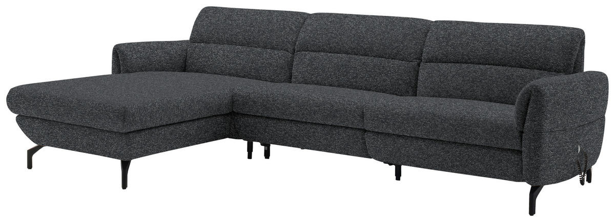ECKSOFA Graphitfarben Chenille  - Schwarz/Graphitfarben, Design, Textil/Metall (187/299cm) - Schöner Wohnen