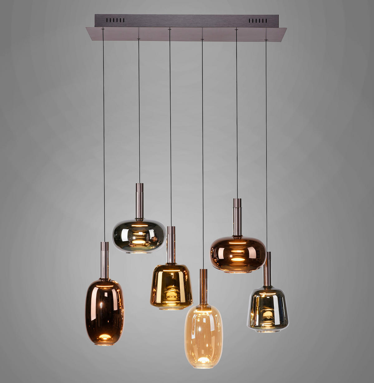 LED-HÄNGELEUCHTE 90/42/200 cm   - Hellbraun, Basics, Glas/Metall (90/42/200cm) - Paul Neuhaus