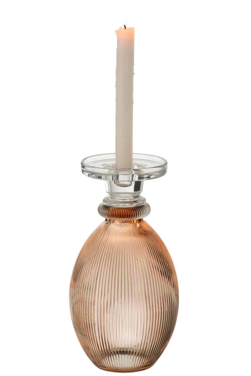 KERZENHALTER - Taupe/Transparent, Romantik / Landhaus, Glas (14,5/14,5/28,5cm) - Ambia Home
