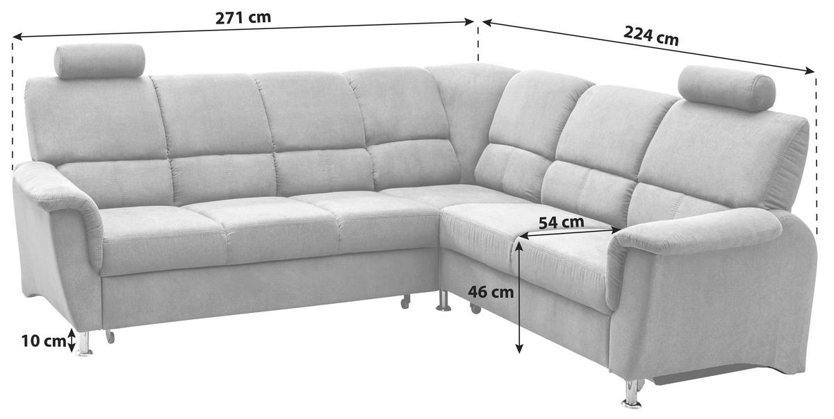 ECKSOFA Taupe Mikrofaser  - Taupe/Chromfarben, KONVENTIONELL, Holz/Textil (271/224cm) - Livetastic