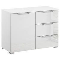 KOMMODE 80/61/42 cm Klar, Weiss  - Klar/Weiss, Design, Glas/Holzwerkstoff (80/61/42cm) - Novel