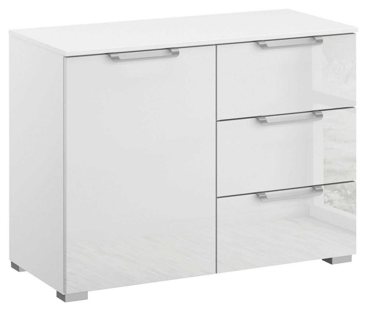 KOMMODE 80/61/42 cm Klar, Weiss  - Klar/Weiss, Design, Glas/Holzwerkstoff (80/61/42cm) - Novel