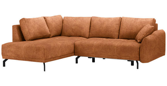ECKSOFA  in Webstoff Rostfarben  191/250 cm  - Rostfarben/Schwarz, LIFESTYLE, Textil/Metall (191/250cm) - Carryhome