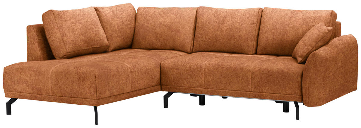 ECKSOFA in Webstoff Rostfarben  191/250 cm  - Rostfarben/Schwarz, LIFESTYLE, Textil/Metall (191/250cm) - Carryhome