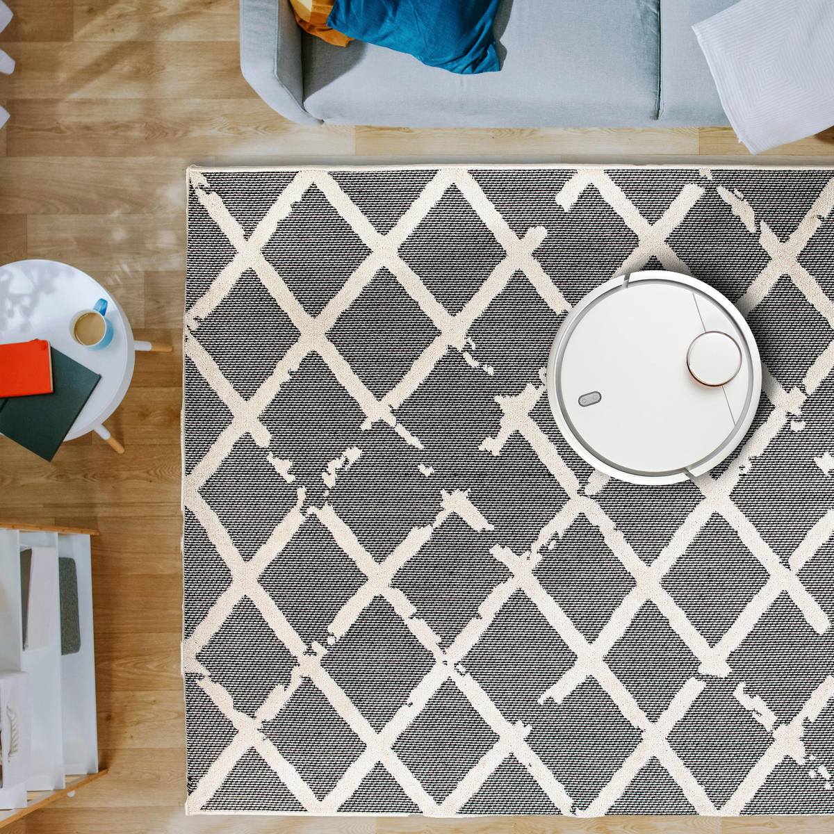 OUTDOORTEPPICH  für Terrasse und Balkon 120/170 cm Serina Grau, Weiß  - Weiß/Grau, Basics, Kunststoff (120/170cm) - Astra