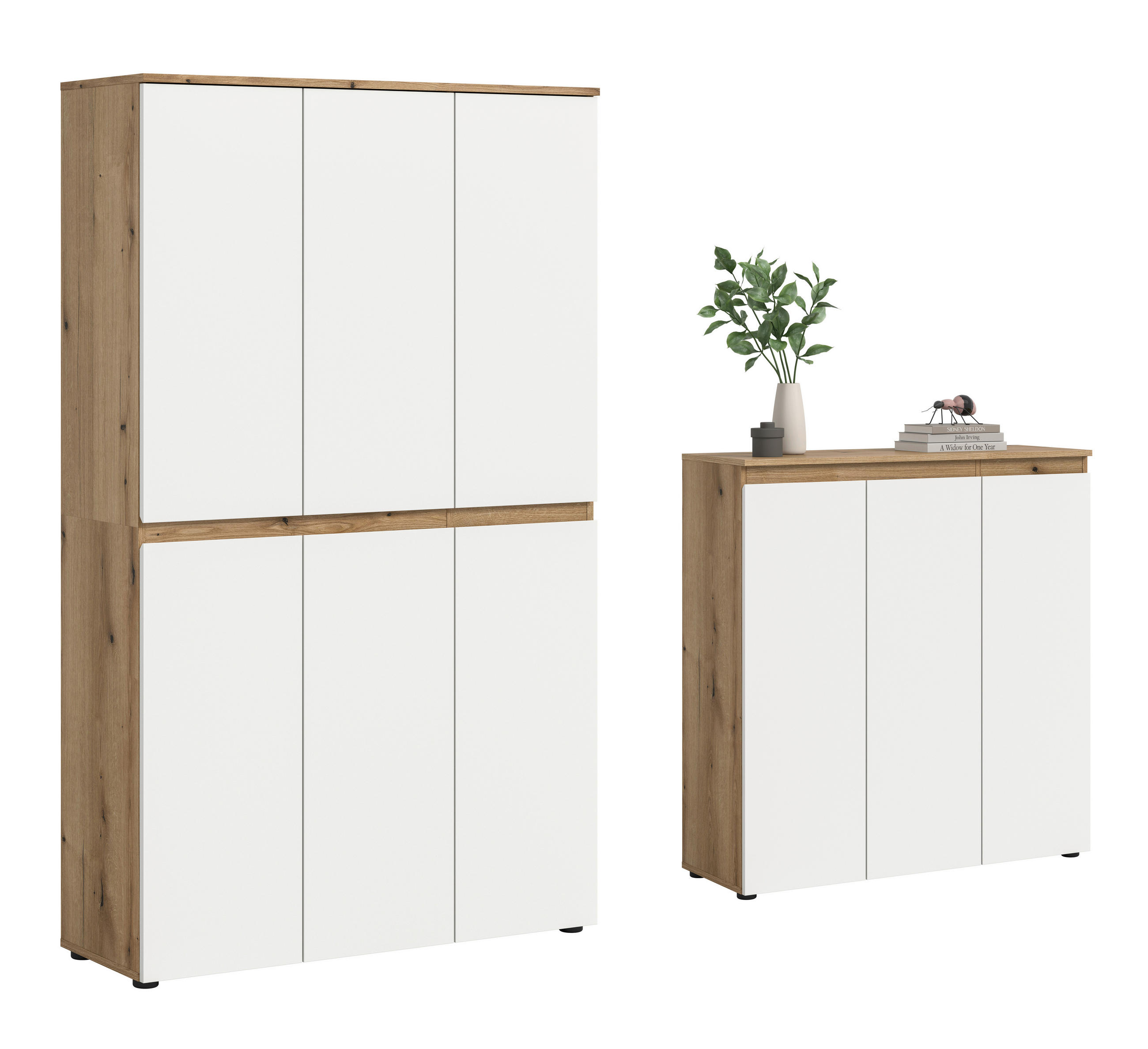 GARDEROBENSCHRANK  in 235/175/37 cm  - Eichefarben/Schwarz, Design, Holzwerkstoff/Kunststoff (235/175/37cm) - Livetastic