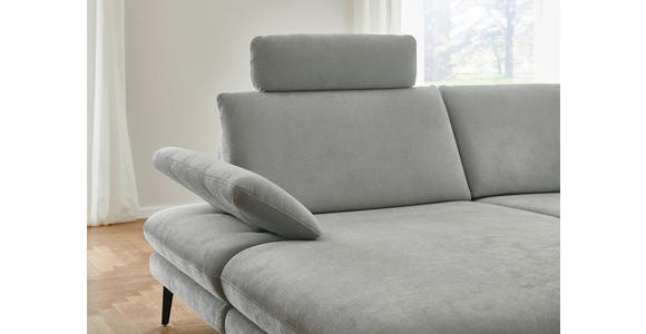 WOHNLANDSCHAFT in Chenille, Flachgewebe Silberfarben - Silberfarben/Schwarz, Design, Textil/Metall (180/344/208cm) - Dieter Knoll