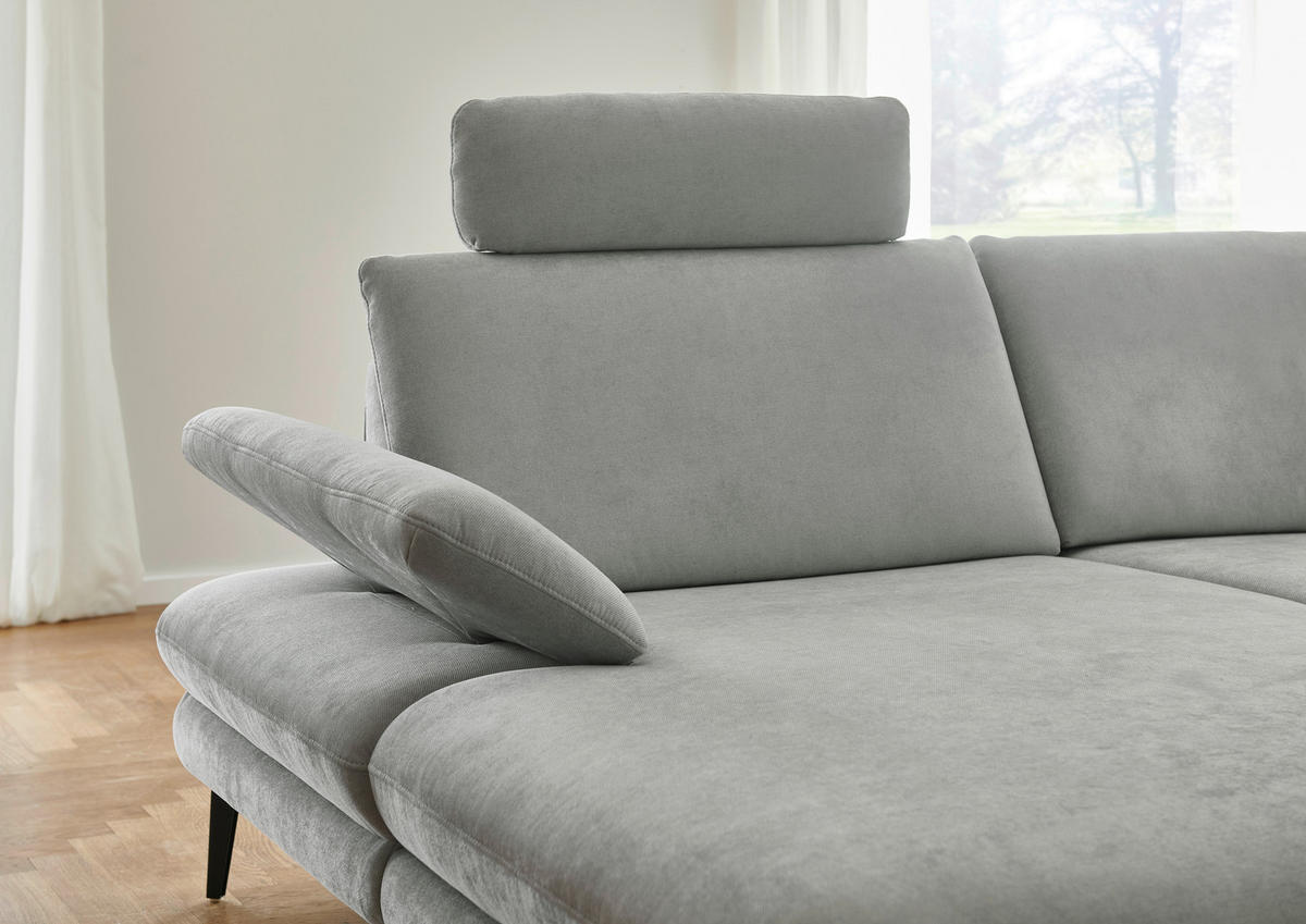 WOHNLANDSCHAFT in Chenille, Flachgewebe Silberfarben  - Silberfarben/Schwarz, Design, Textil/Metall (180/344/208cm) - Dieter Knoll
