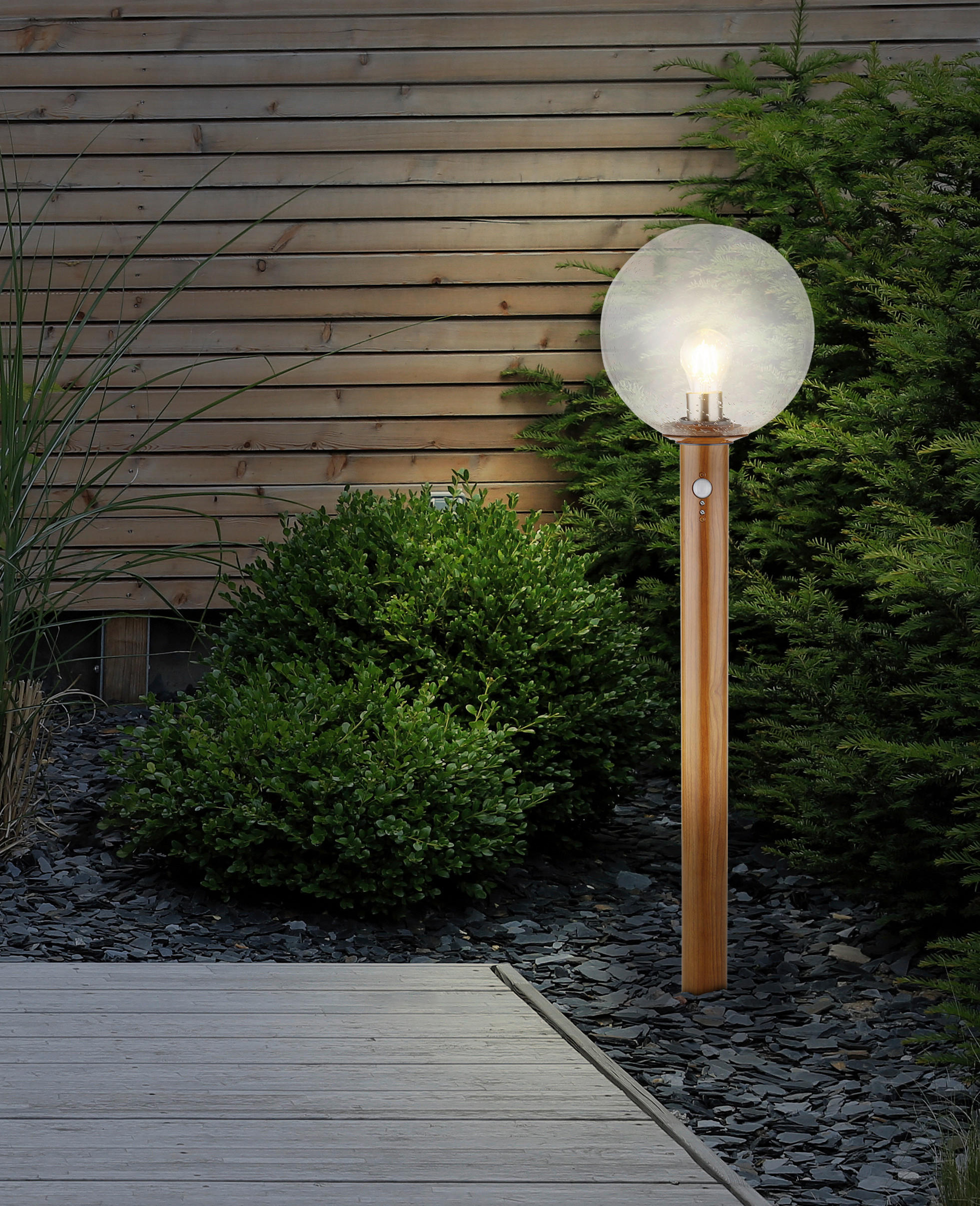 AUßENSTEHLEUCHTE - Klar/Naturfarben, Basics, Glas/Metall (25/100cm) - Globo