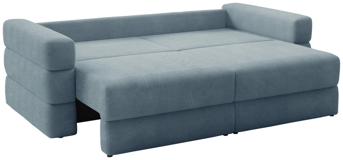 SCHLAFSOFA TERAZZO in Webstoff Blau  - Blau/Schwarz, Design, Kunststoff/Textil (254/93/167cm) - Livetastic