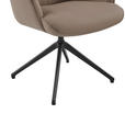ARMLEHNSTUHL  in Aluminium, Eisen Echtleder pigmentiert  - Taupe/Schwarz, Design, Leder/Metall (65/92/67,5cm) - Novel