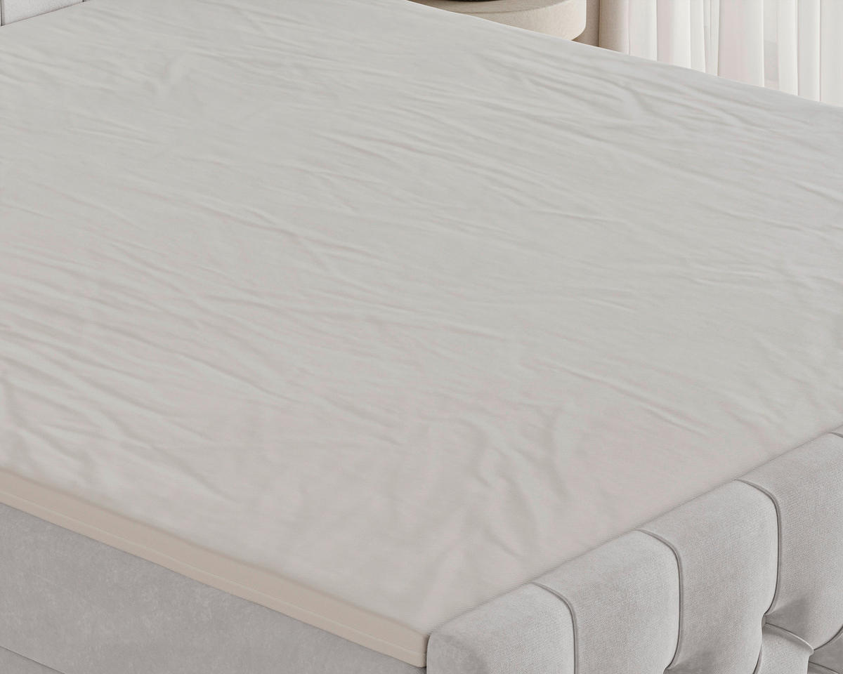 BOXBETT 140/200 cm,  in Silberfarben, Matratze, Topper, H3 = fest  - Silberfarben/Schwarz, KONVENTIONELL, Holz/Kunststoff (140/200cm) - Chameo