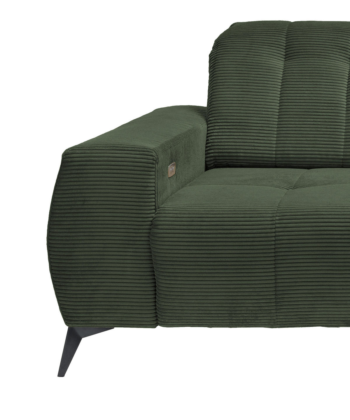 ECKSOFA in Cord Dunkelgrün  258/180 cm  - Dunkelgrün/Schwarz, MODERN, Textil/Metall (258/180cm) - Livetastic