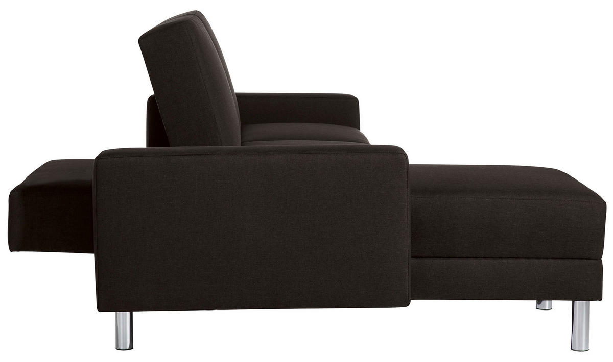 ECKSCHLAFSOFA inkl. Hocker in Dunkelbraun Textil   - Chromfarben/Dunkelbraun, Konventionell, Textil/Metall (152/230cm) - Max Winzer