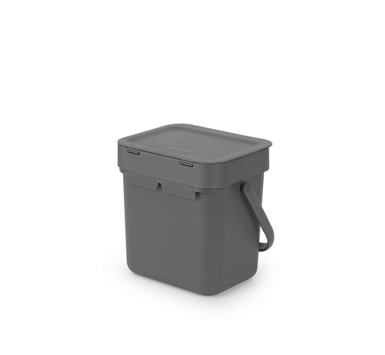 KOŠ ZA OTPAD  3 l   - siva/crna, Basics, plastika (13.9/17.4/18.8cm) - Brabantia