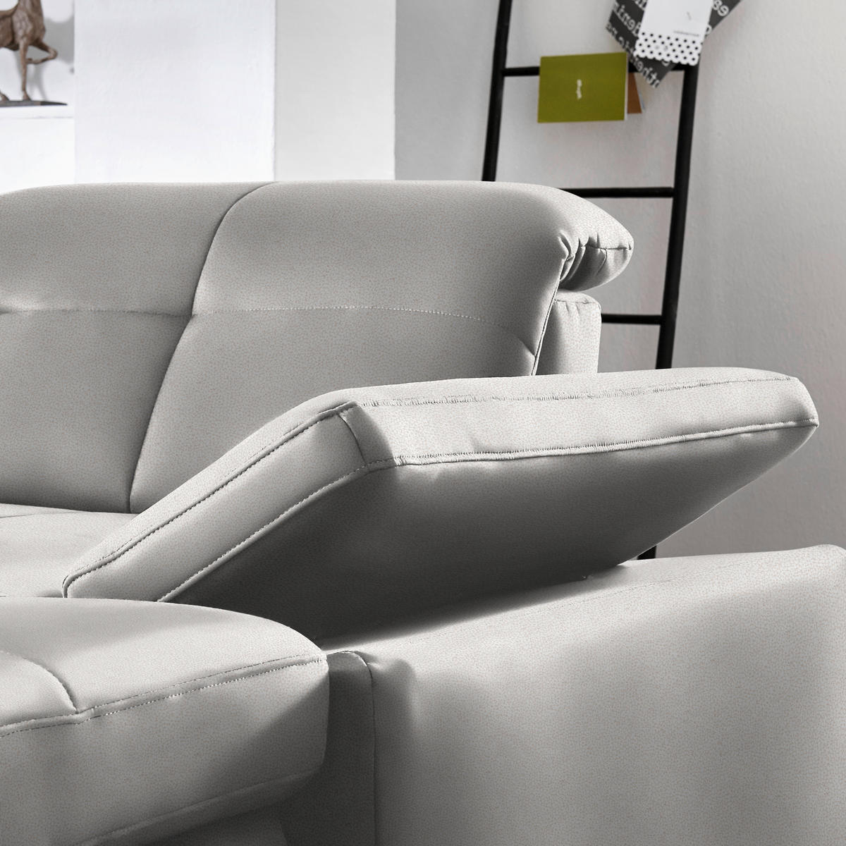 ECKSOFA Flachgewebe Creme  - Chromfarben/Creme, Design, Textil (195/309cm) - Beldomo Style