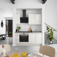 KÜCHENBLOCK Flash 180 cm  in Schieferfarben, Hellgrau  - Schieferfarben/Edelstahlfarben, MODERN, Holzwerkstoff/Metall (180cm) - Nobilia