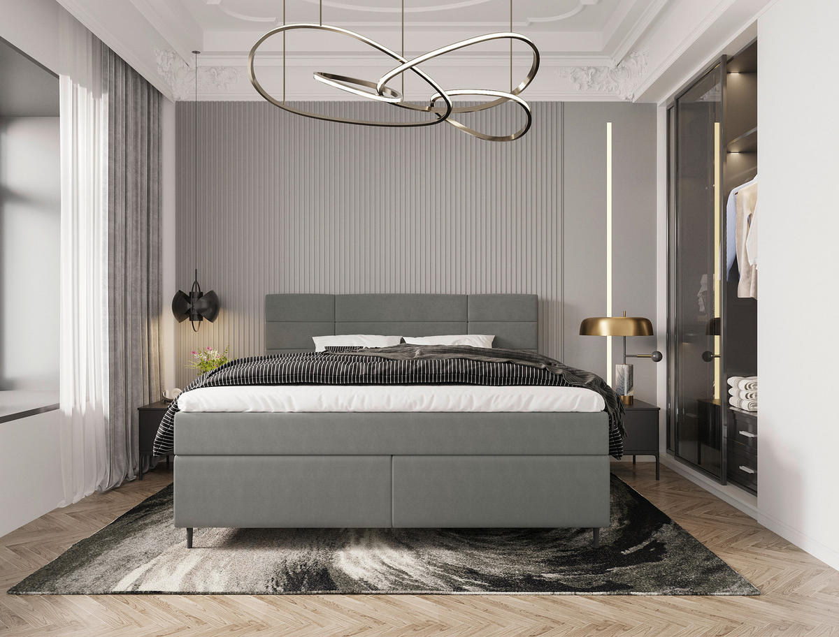 BOXBETT 180/200 cm  in Grau  - Birkefarben/Schwarz, Konventionell, Holz/Textil (180/200cm) - Boxxx