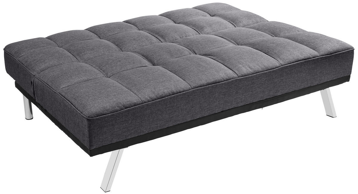 SCHLAFSOFA in Mikrofaser Anthrazit, Edelstahlfarben  - Edelstahlfarben/Anthrazit, Basics, Textil/Metall (179/84/96cm) - MID.YOU